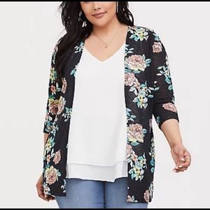 TORRID OPEN FRONT FLORAL CARDIGAN KIMONO